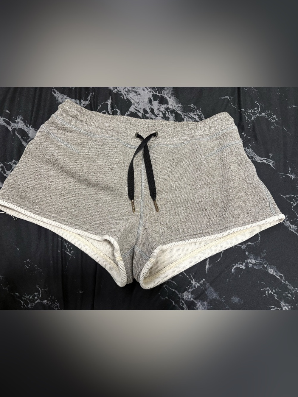 lululemon athletica Heather Gray Athletic Terry Shorts with White Trim